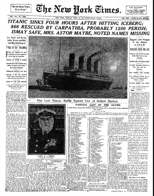 el verdadero periodico del hundimiento del titanic